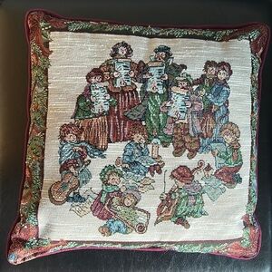 Reed Vintage Needle Point Christmas Carollers Needlepoint Throw Pillow